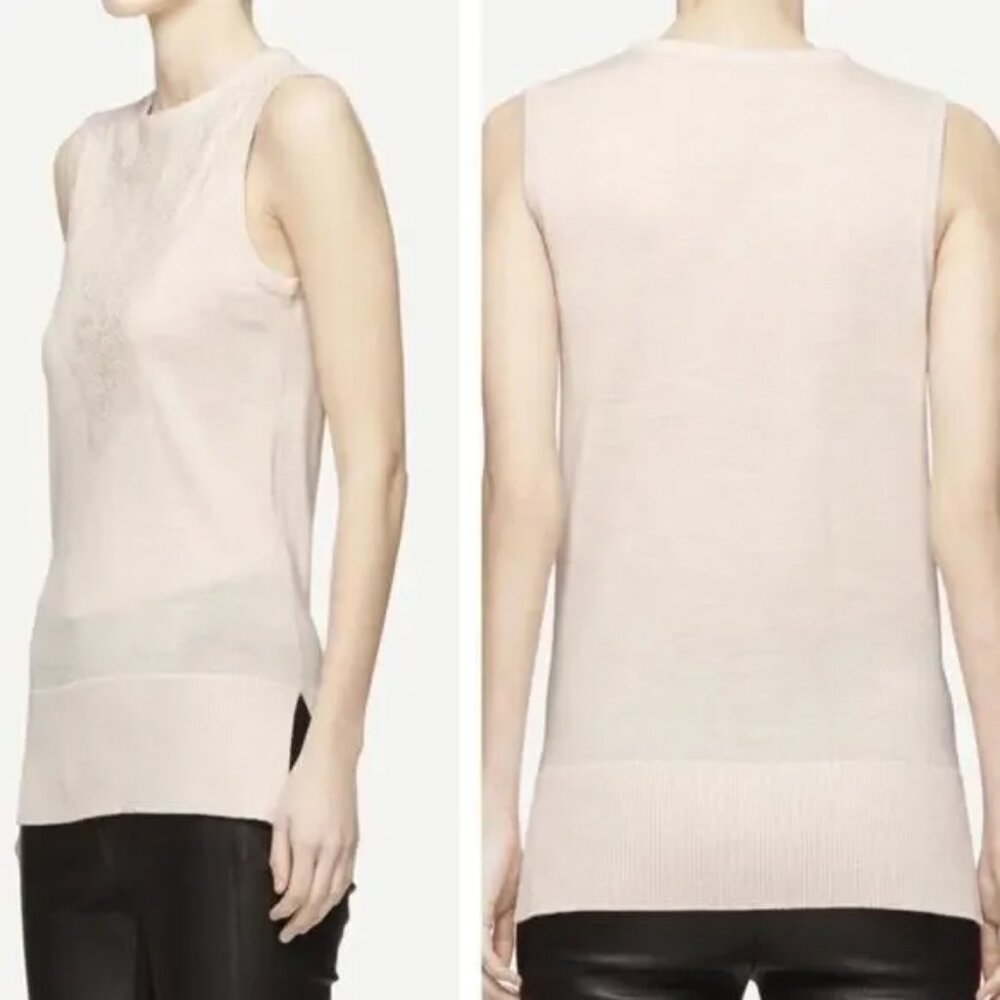 Rag & Bone Carolyn Knit / Lace Sleeveless Top in Natural - Size XS
